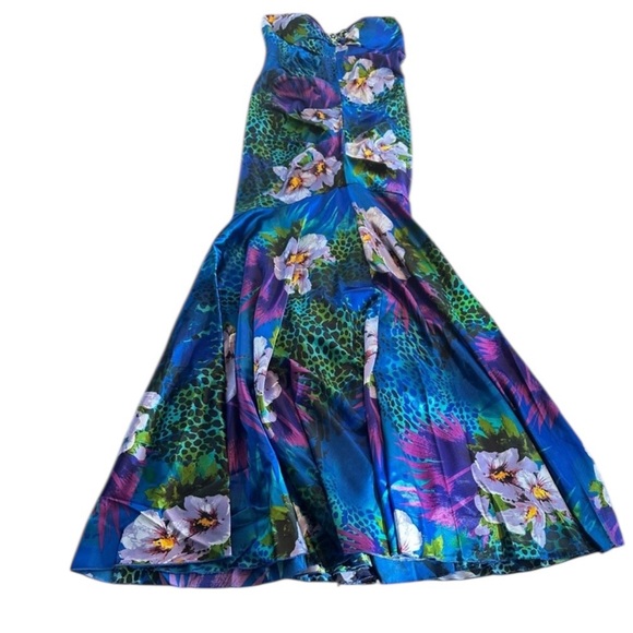 Cache Strapless Mermaid Gown Beaded Bust Tropical Print Sz M READ Y2K USA Made - Picture 13 of 16